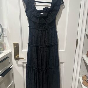 Black Eyelet Ruffled Dress